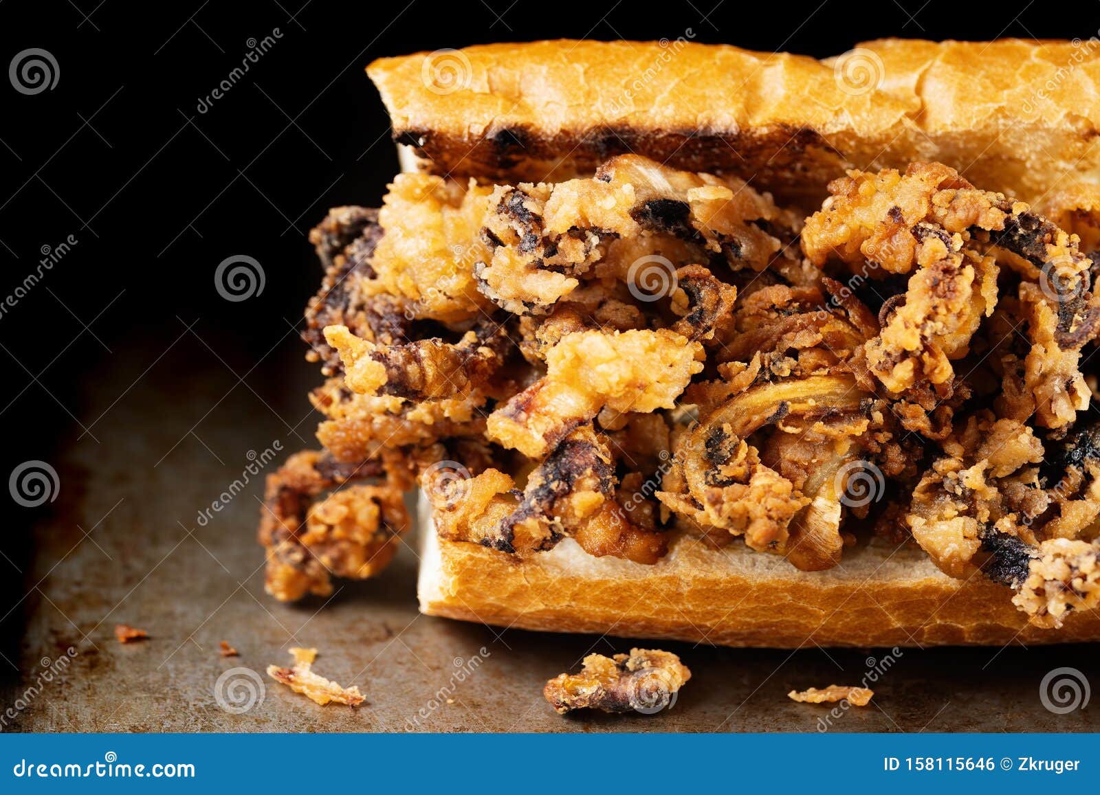 Rustic Fried Calamari Sandwich Stock Photo Image of bread, sandwich