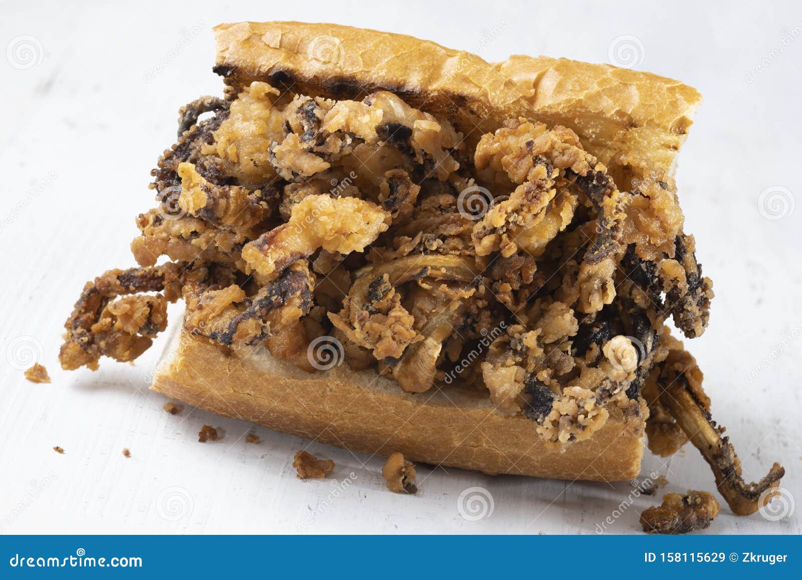 Rustic Fried Calamari Sandwich Stock Image Image of battered, deep