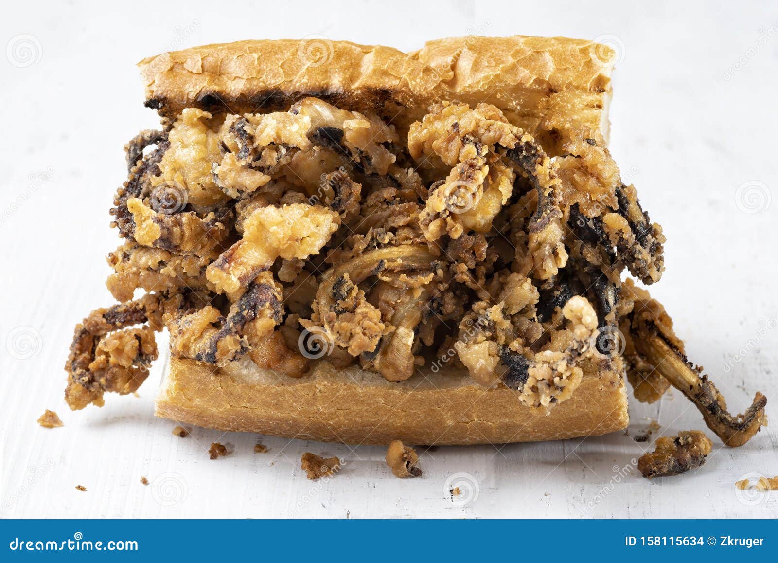 Rustic Fried Calamari Sandwich Stock Photo Image of cooked, madrid