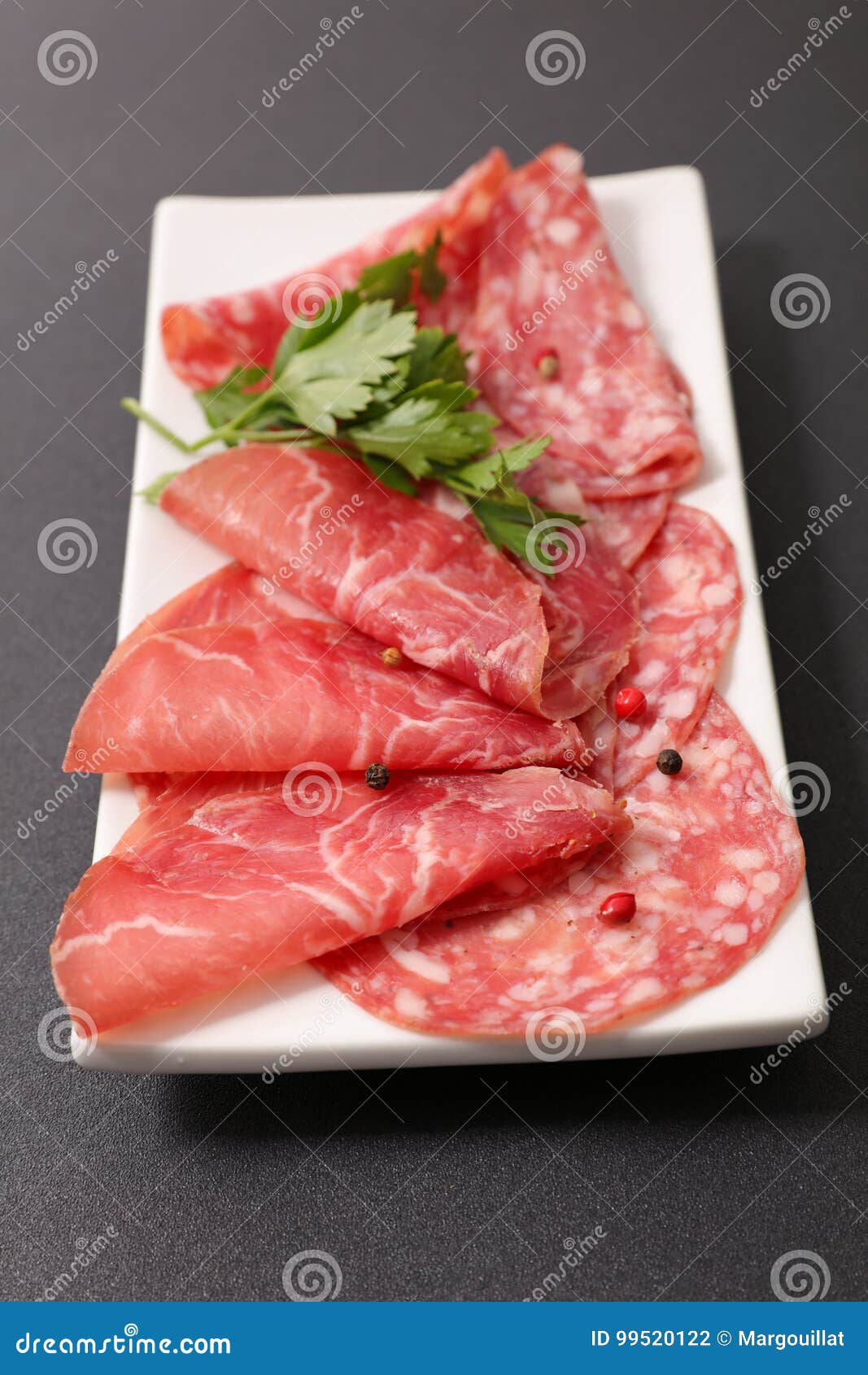 Salami and bacon stock photo. Image of dining, close 99520122