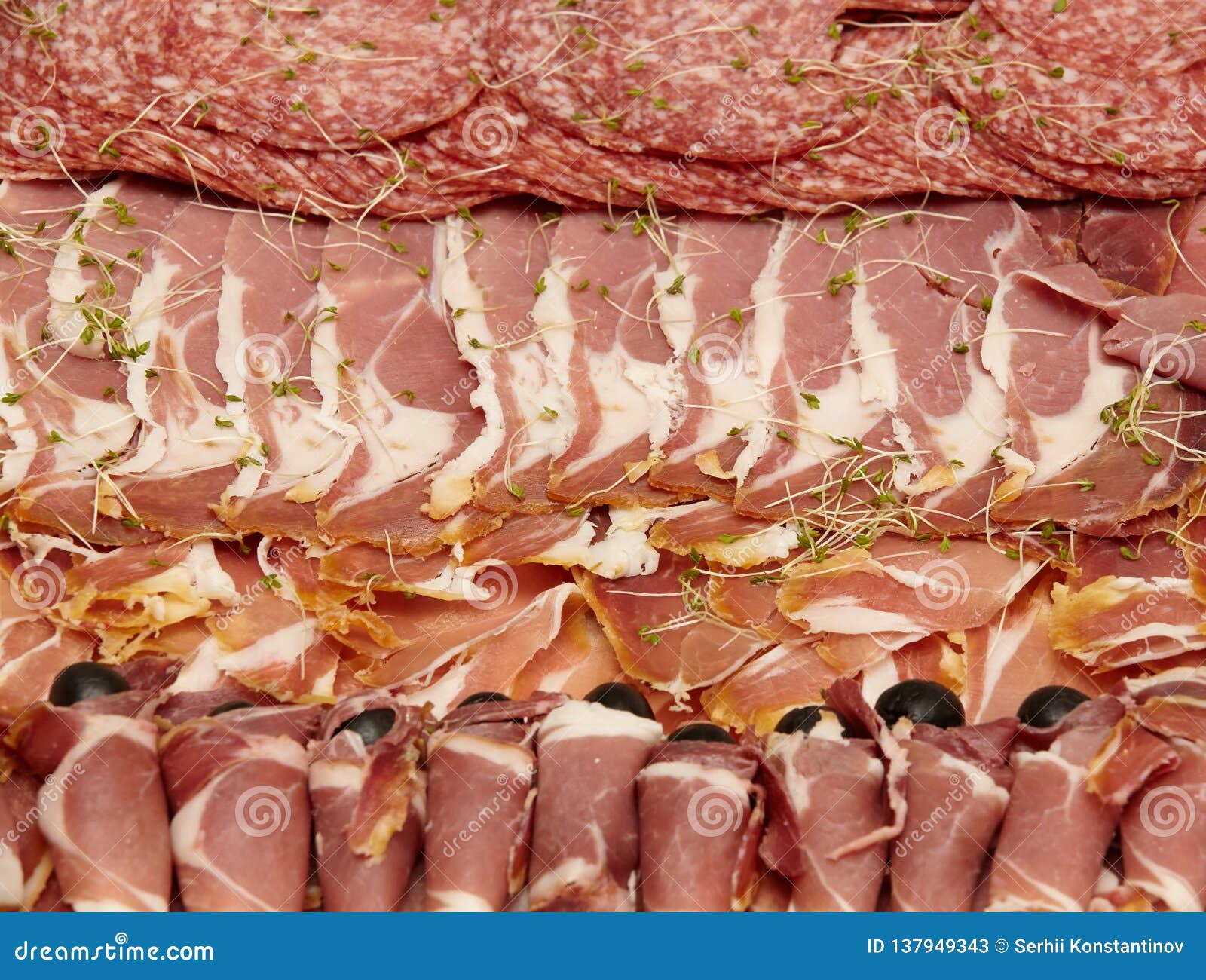 Closeup of Sausage, Ham and Bacon Slices Stock Image Image of parma