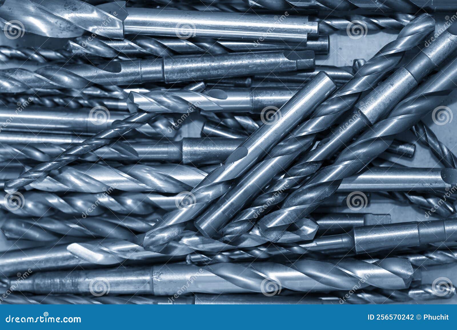 Closeup Scene the Group of Used Hole Tools for CNC Milling Machine