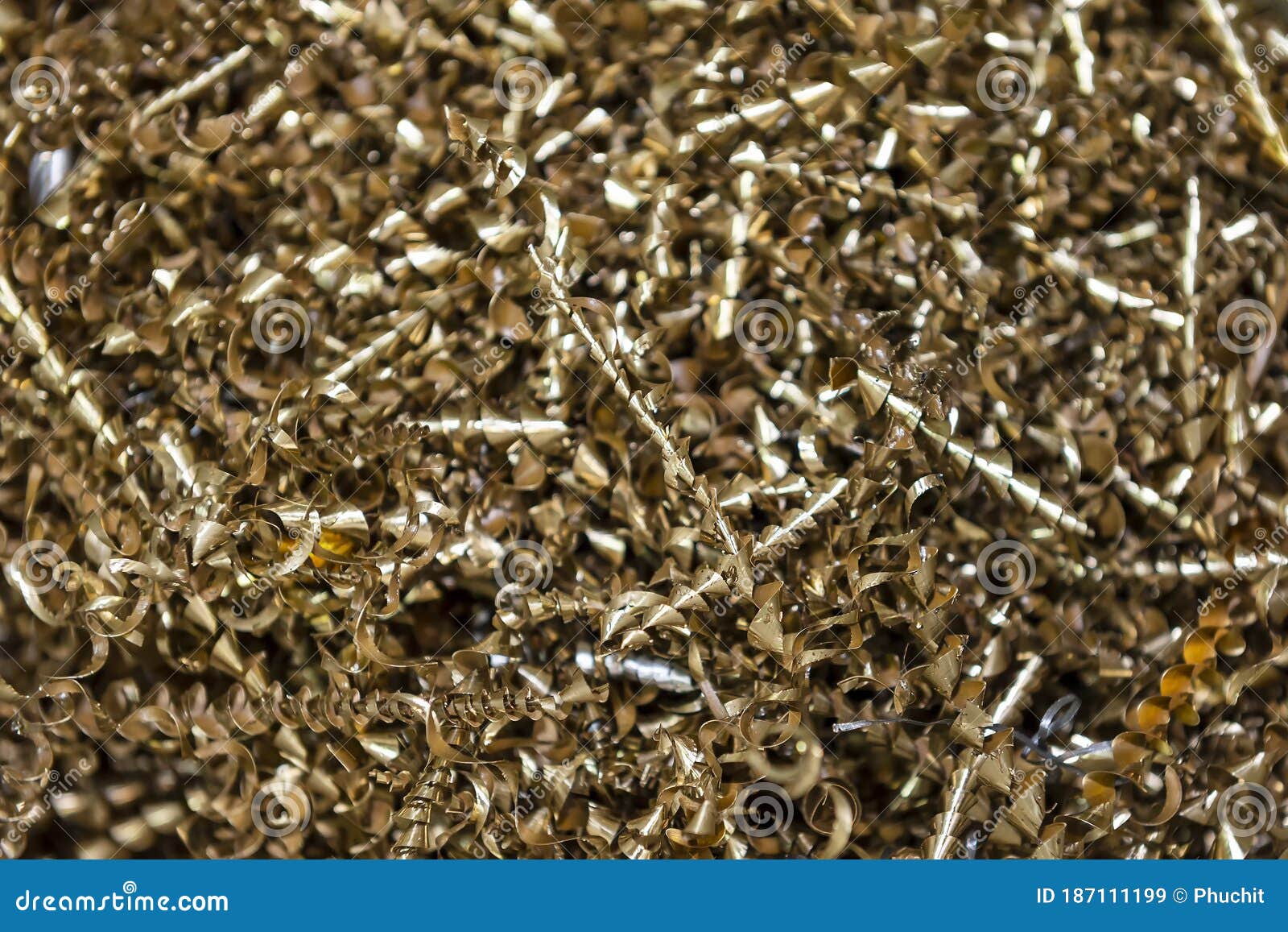 Closeup Scene Pile of Turning Chip from CNC Lathe Machine. Stock Image