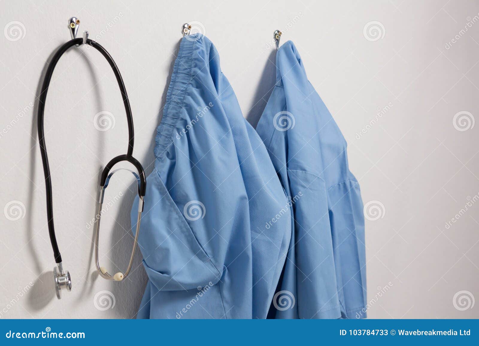 Scrubs and Stethoscope Hanging on Hook Stock Image Image of shot