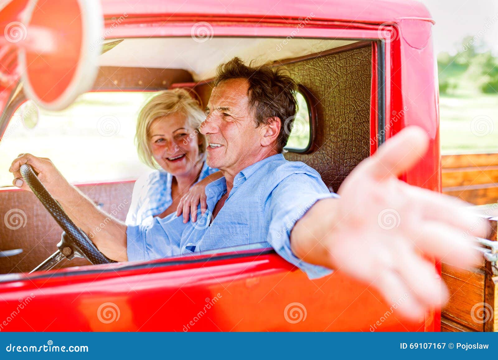 Close Up of Senior Couple Inside a Pickup Truck Stock Image - Image of ...