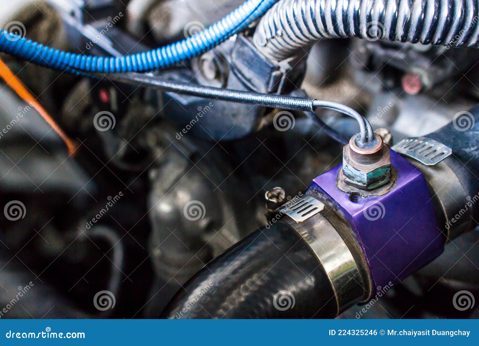Close Up Sensor Water Temp of Car in Engine Room for Check Temperature Stock Photo Image of