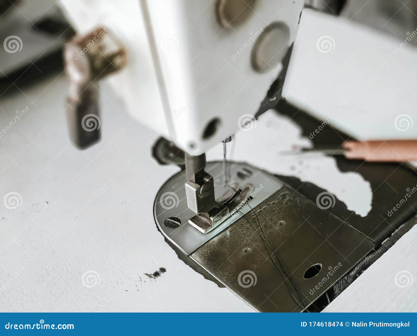 Close Up Sewing Machine Head Parts Stock Photo - Image of design