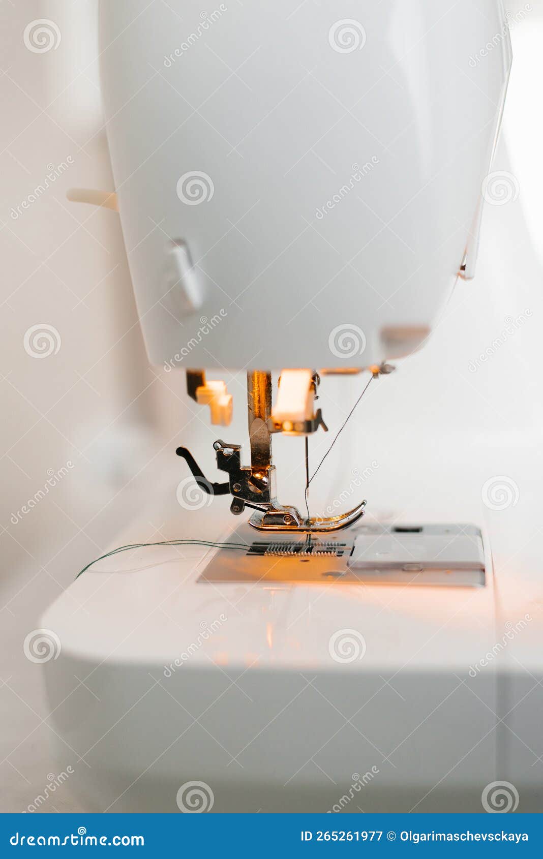 Closeup of Sewing Machine Parts, Needle and Thread Stock Image Image