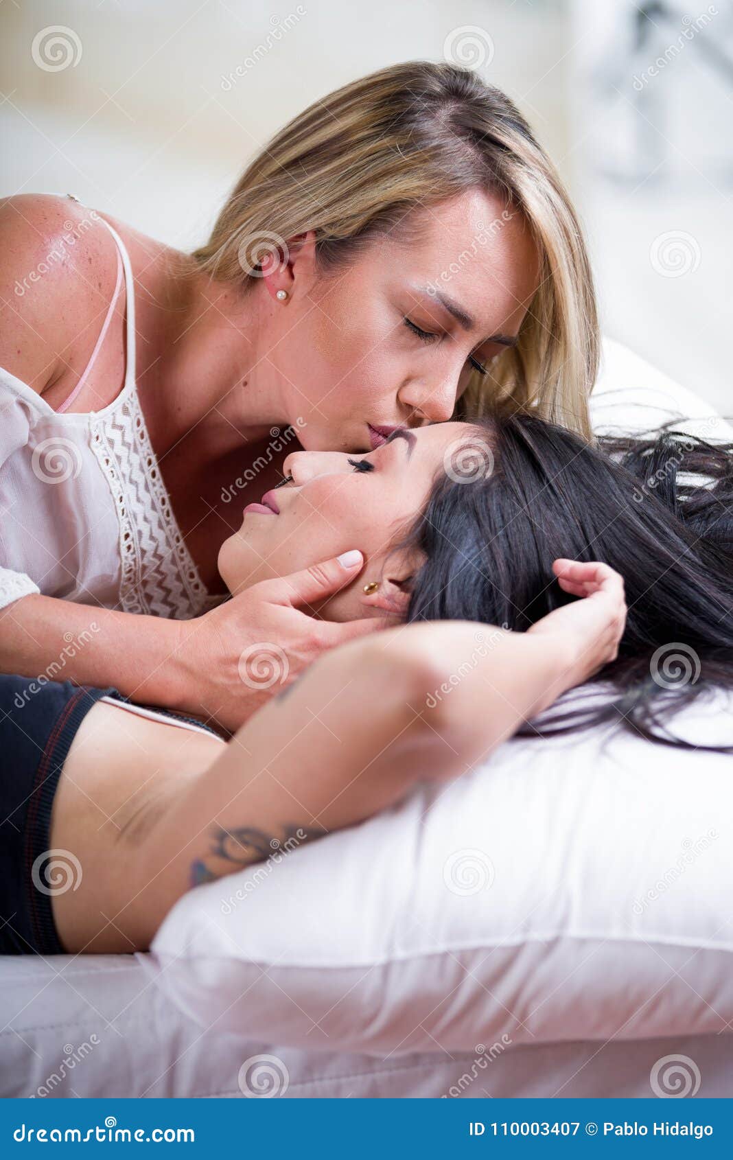 Lesbian Kissing On Bed