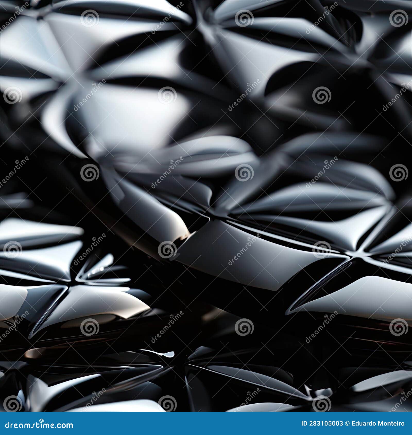 Closeup of Shiny Black Surfaces with Interlocking Shapes (tiled) Stock