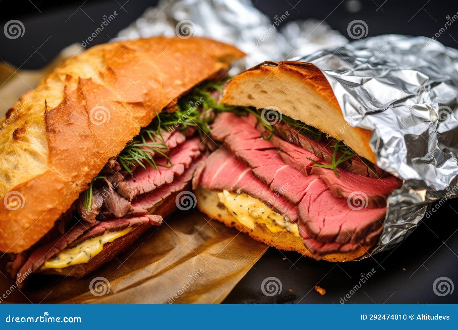 Closeup of Shiny Foil Wrapping on Sandwich Stock Photo Image of