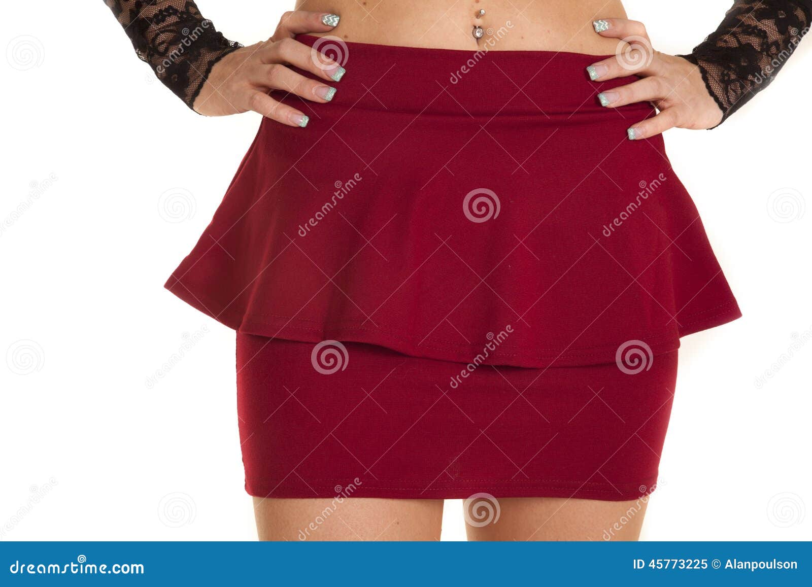 Close Up Short Ruffle Red Skirt Stock Image - Image of human, female ...