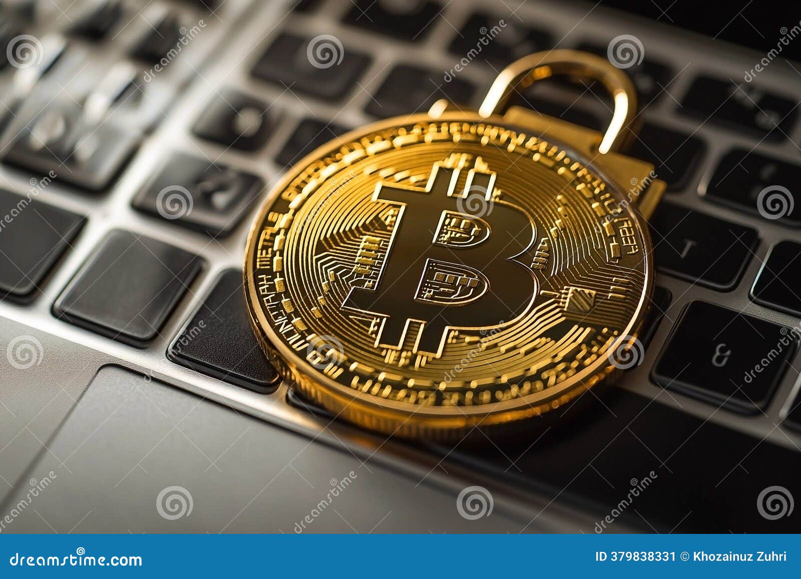 Bitcoin Security Lock on Computer Illustrating Cryptocurrency Protection  Stock Image - Image of golden, digital: 379838331