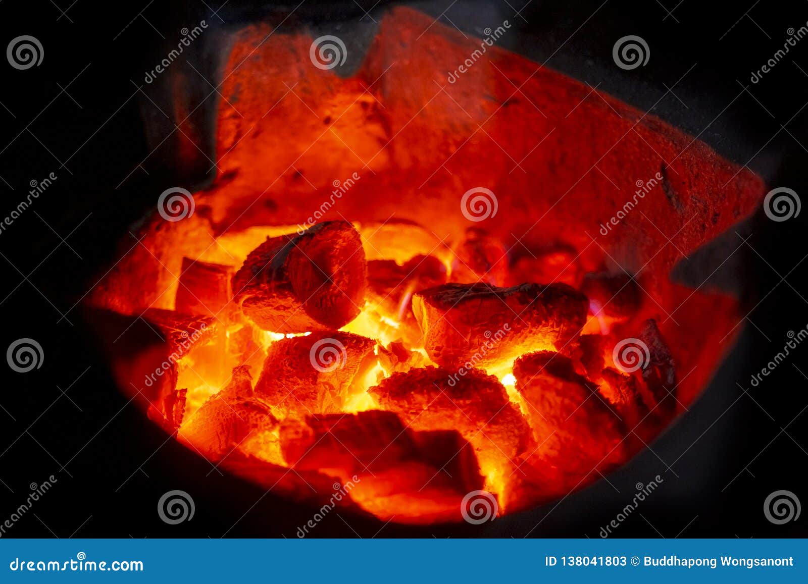 Closeup Shot of Charcoal Burning Glows in a Stove Stock Image Image