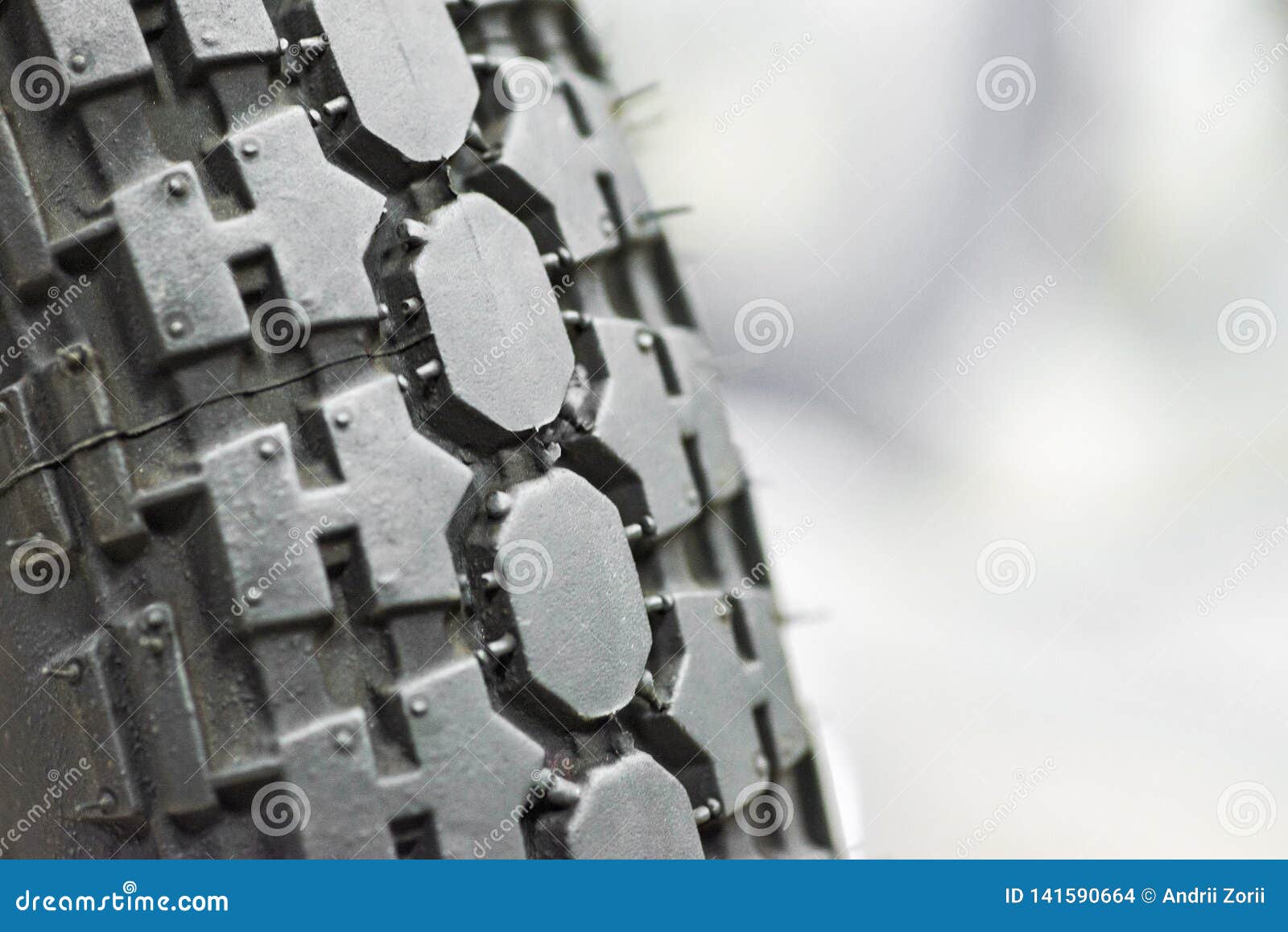 Closeup Shot of Classical Motorcycle Tire Tread. Closeup Protector of