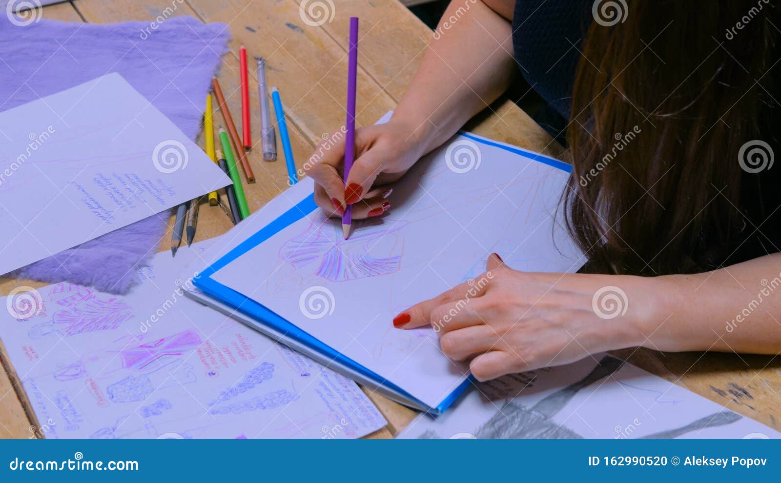 Fashion Designer Drawing Design Sketch Stock Photo - Image of closeup ...