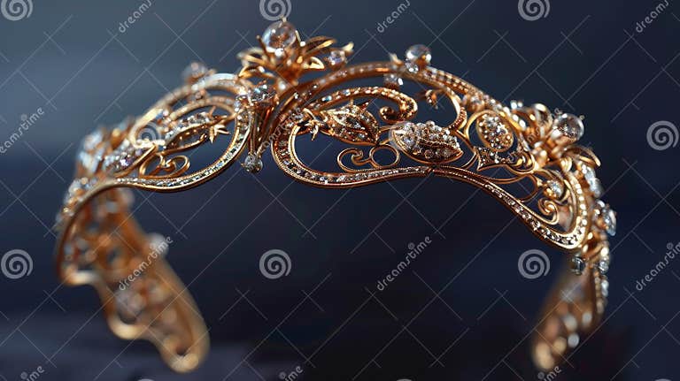 A Closeup Shot of a Luxurious Gold Tiara Adorned with Sparkling