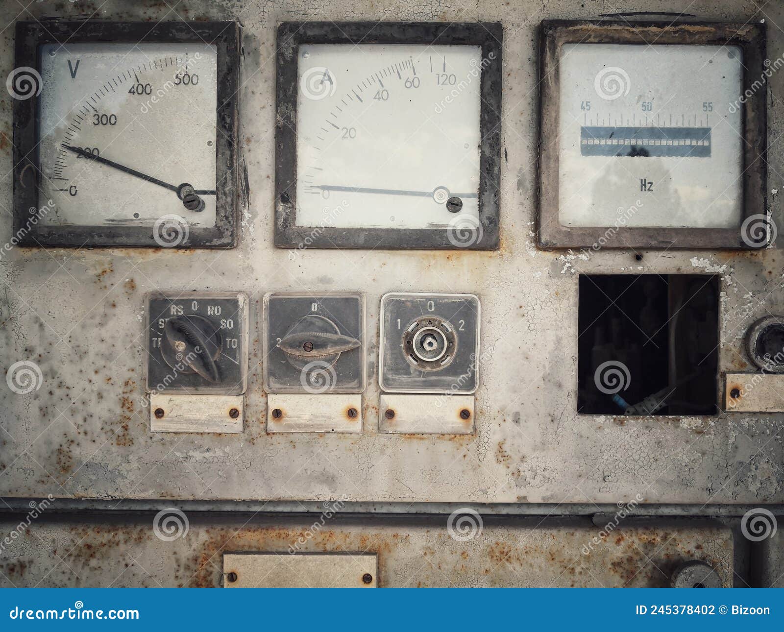 rusty old large voltmeter and amperemeter