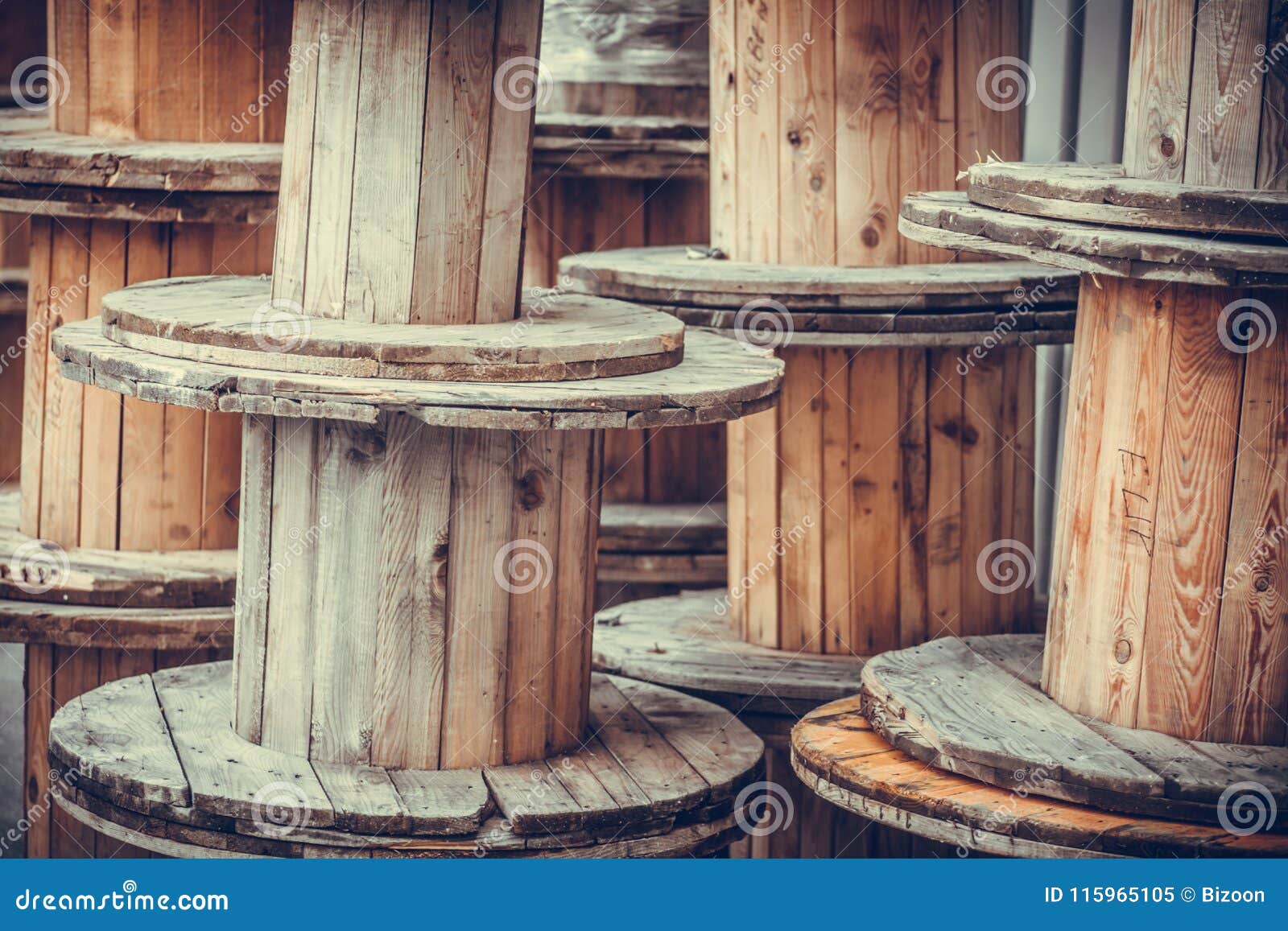 Big empty cable reels stock image. Image of wooden, tubing 115965105