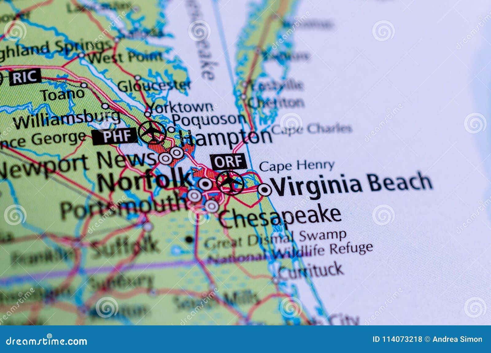 Virginia Beach Virginia On Map Stock Photo Image Of City Region