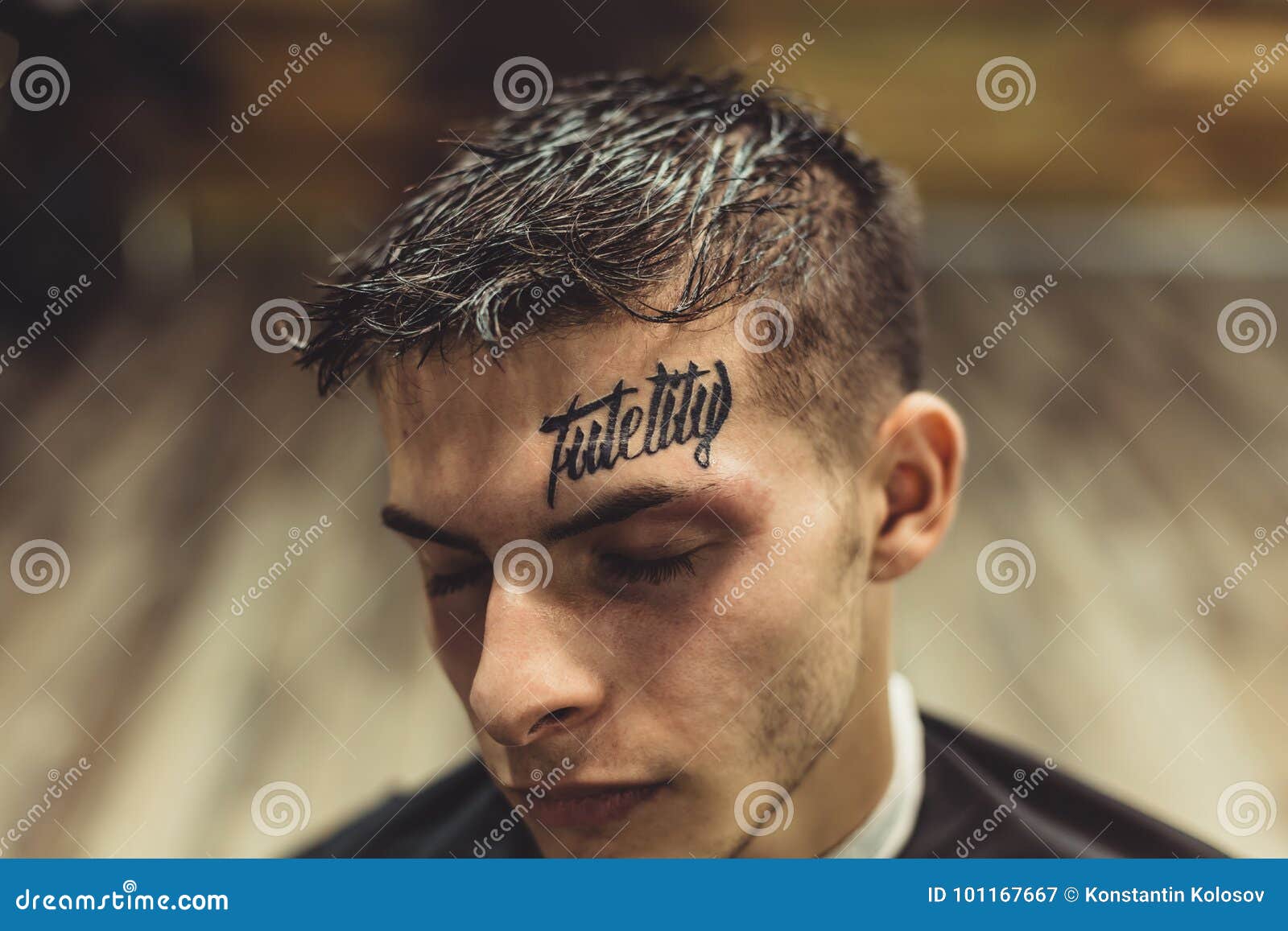 Portrait of Man with Tattoo Stock Image - Image of stylish, groomed:  101167667