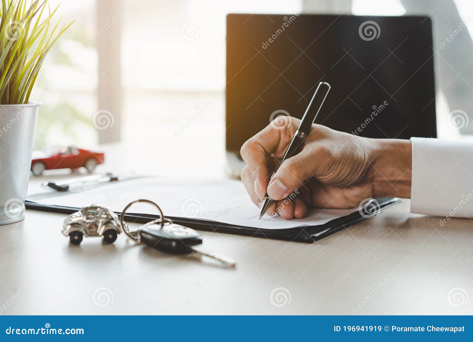 Hands of Client Signing Car Lease Form Stock Image Image of legal