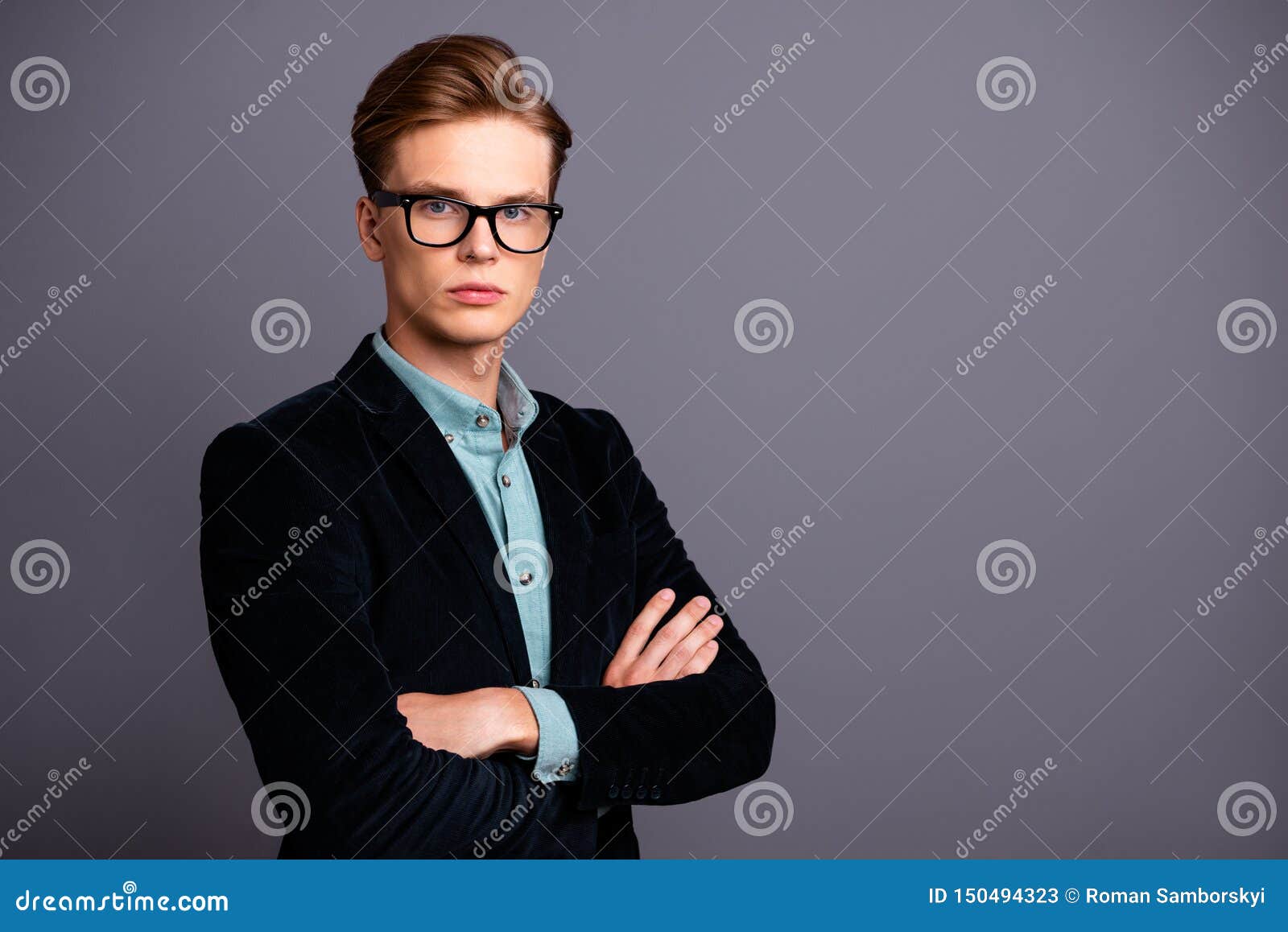 Handsome long hair guy in glasses, portrait Stock Photo | Adobe Stock