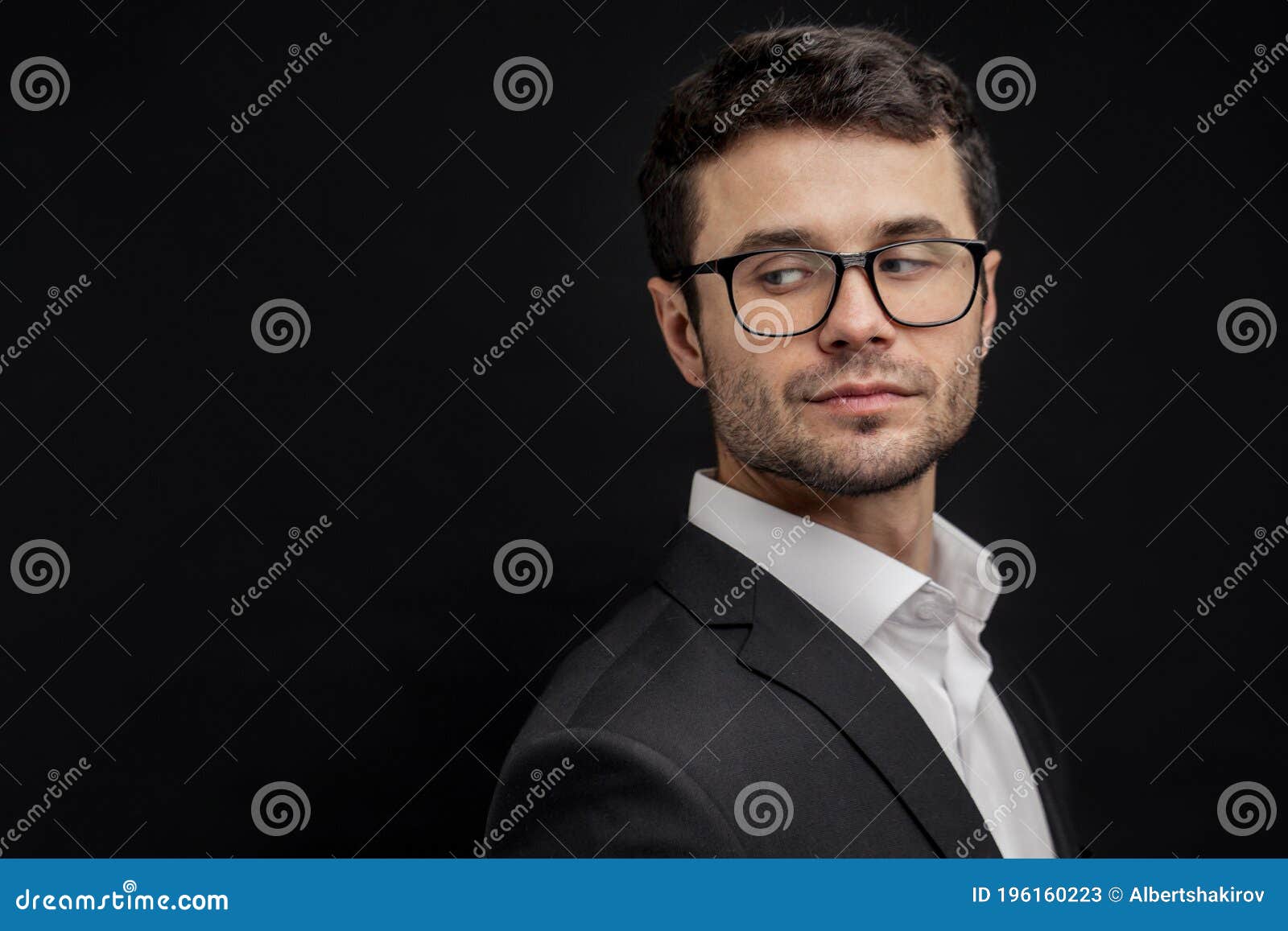 Close Up Side View Portrait of Young Attractive Businessman Looking ...