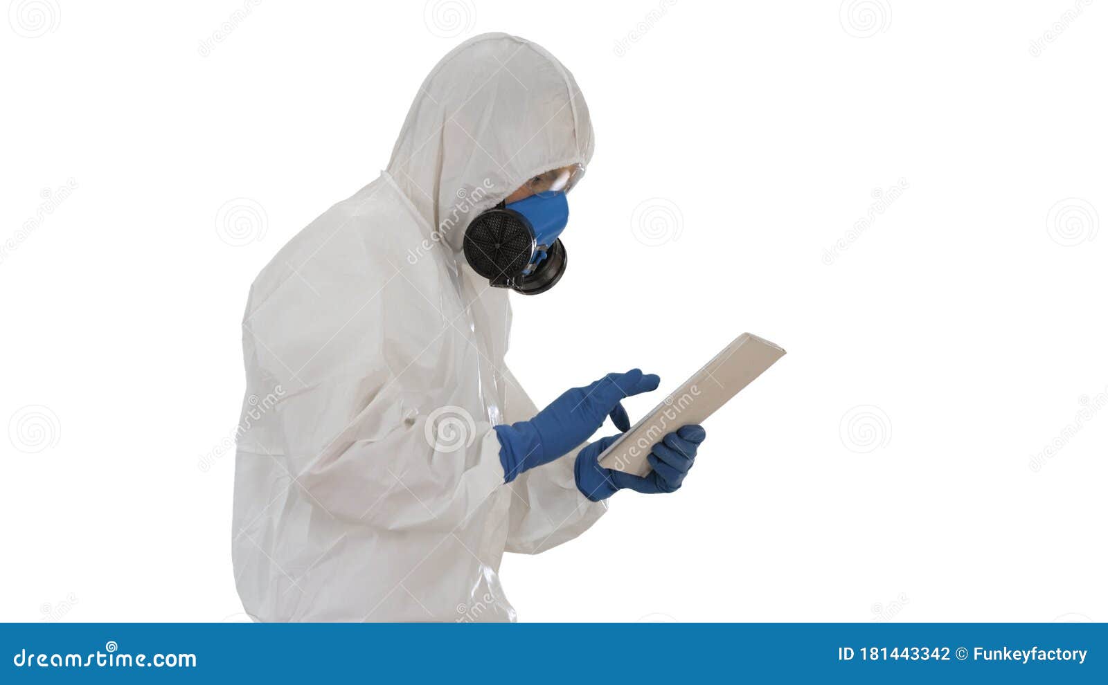 Scientist or Docrot Wearing Biohazard Suits and Protective Masks Using ...