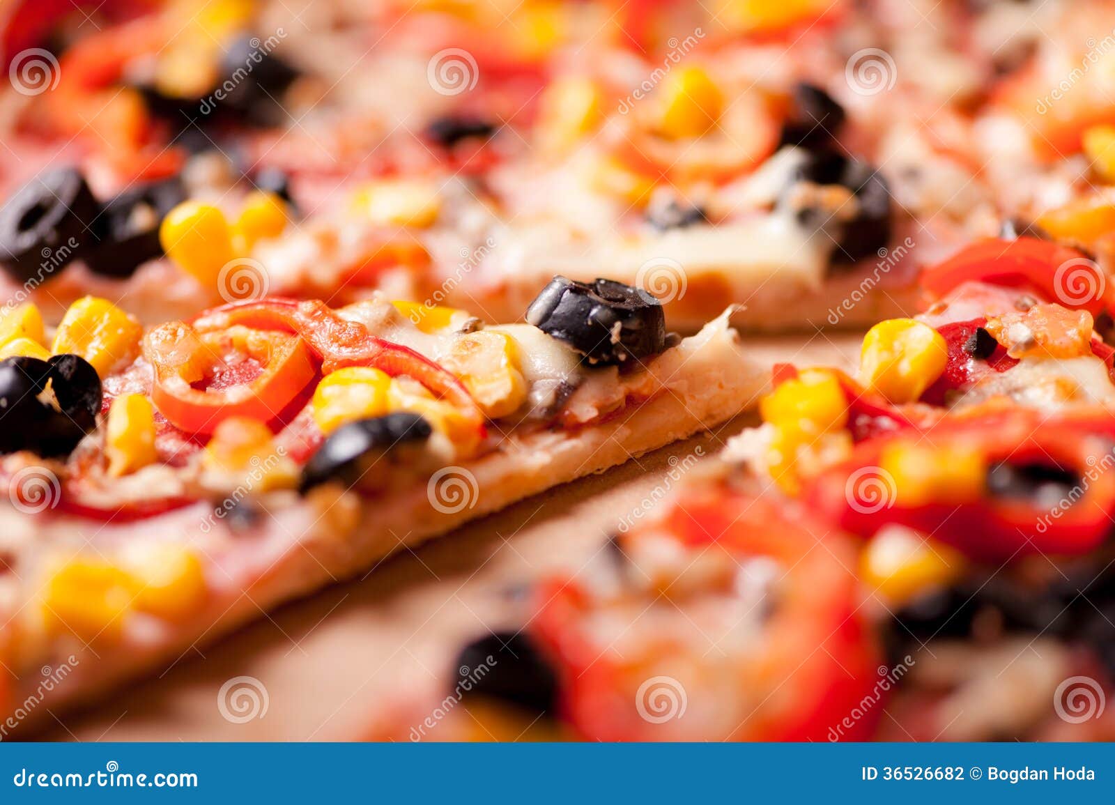 Closeup of Slice of Dinner Pizza with Ham, Olives, Mozzarella Stock Photo Image of homemade