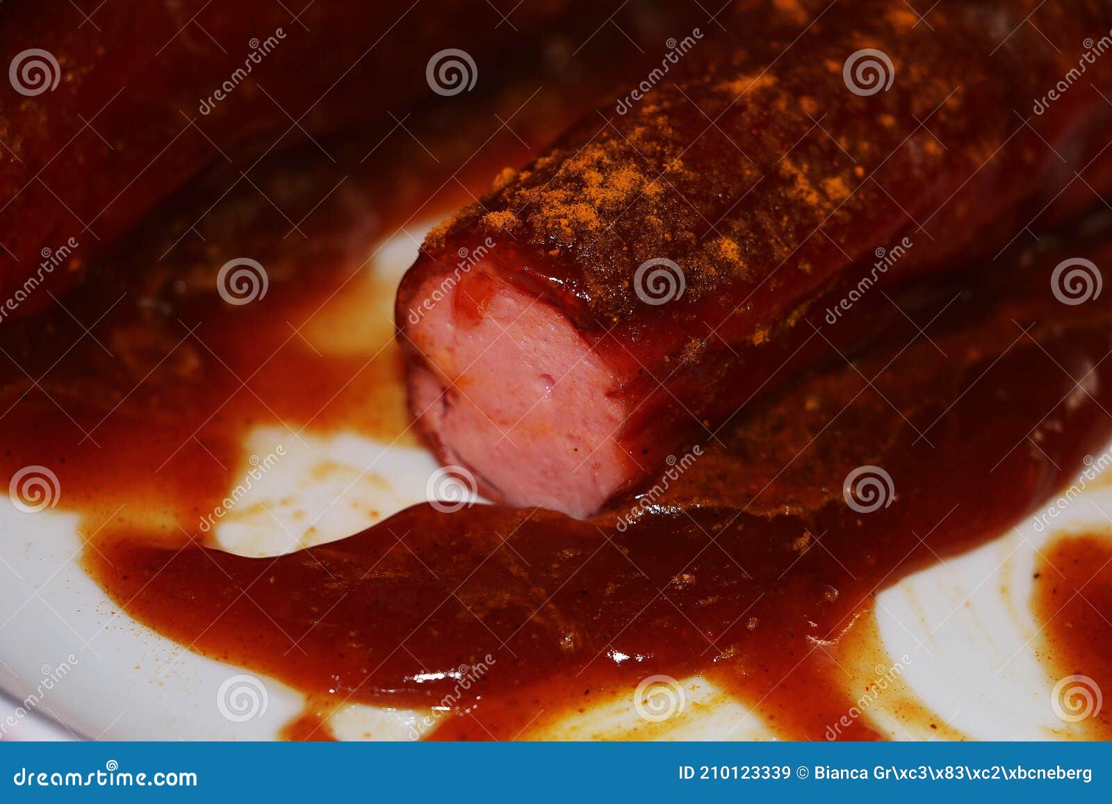 A Close Up of a Sliced Hot Currywurst Stock Image - Image of food ...