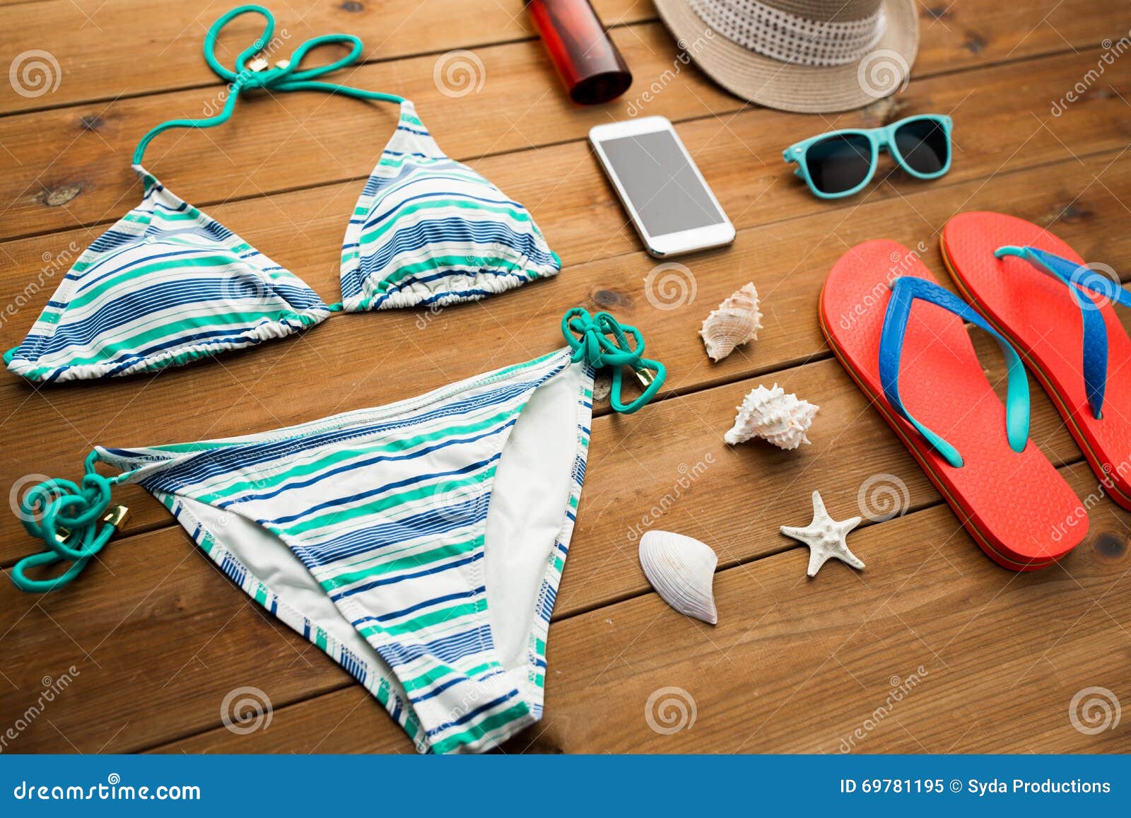 Close Up of Smartphone and Beach Stuff Stock Image - Image of seashell ...