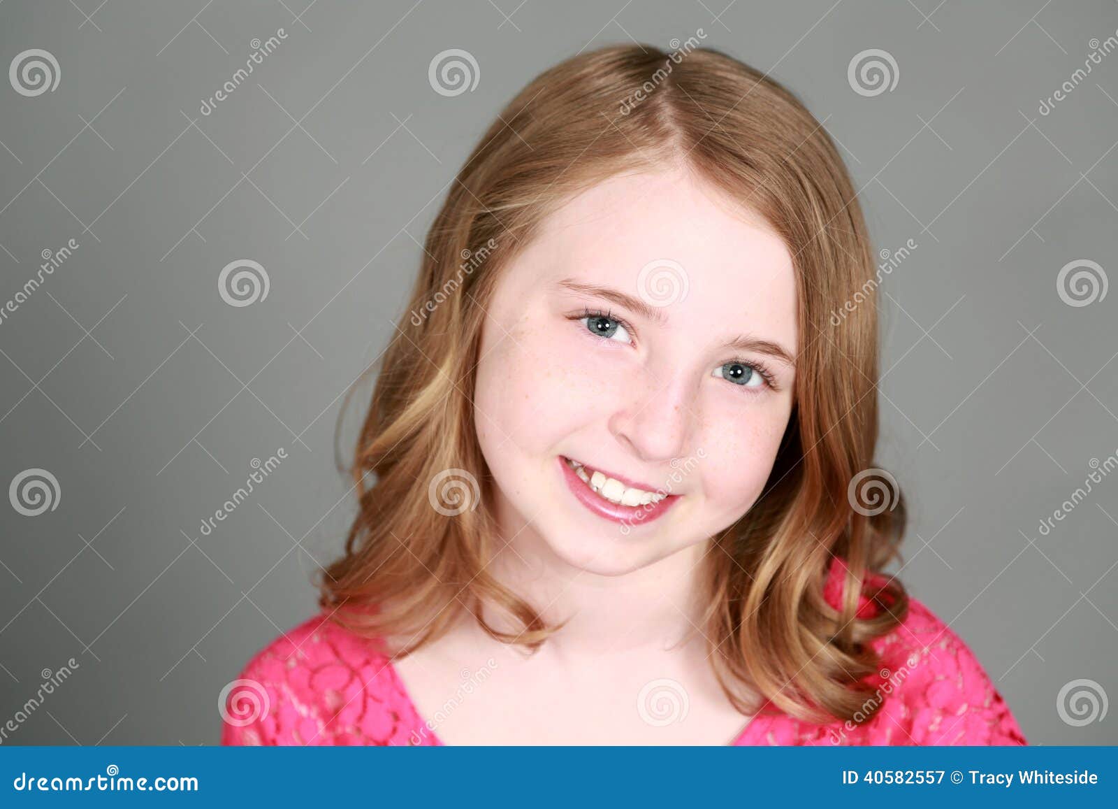 Close Up Of Smiling Girl With Freckles Stock Image Ima