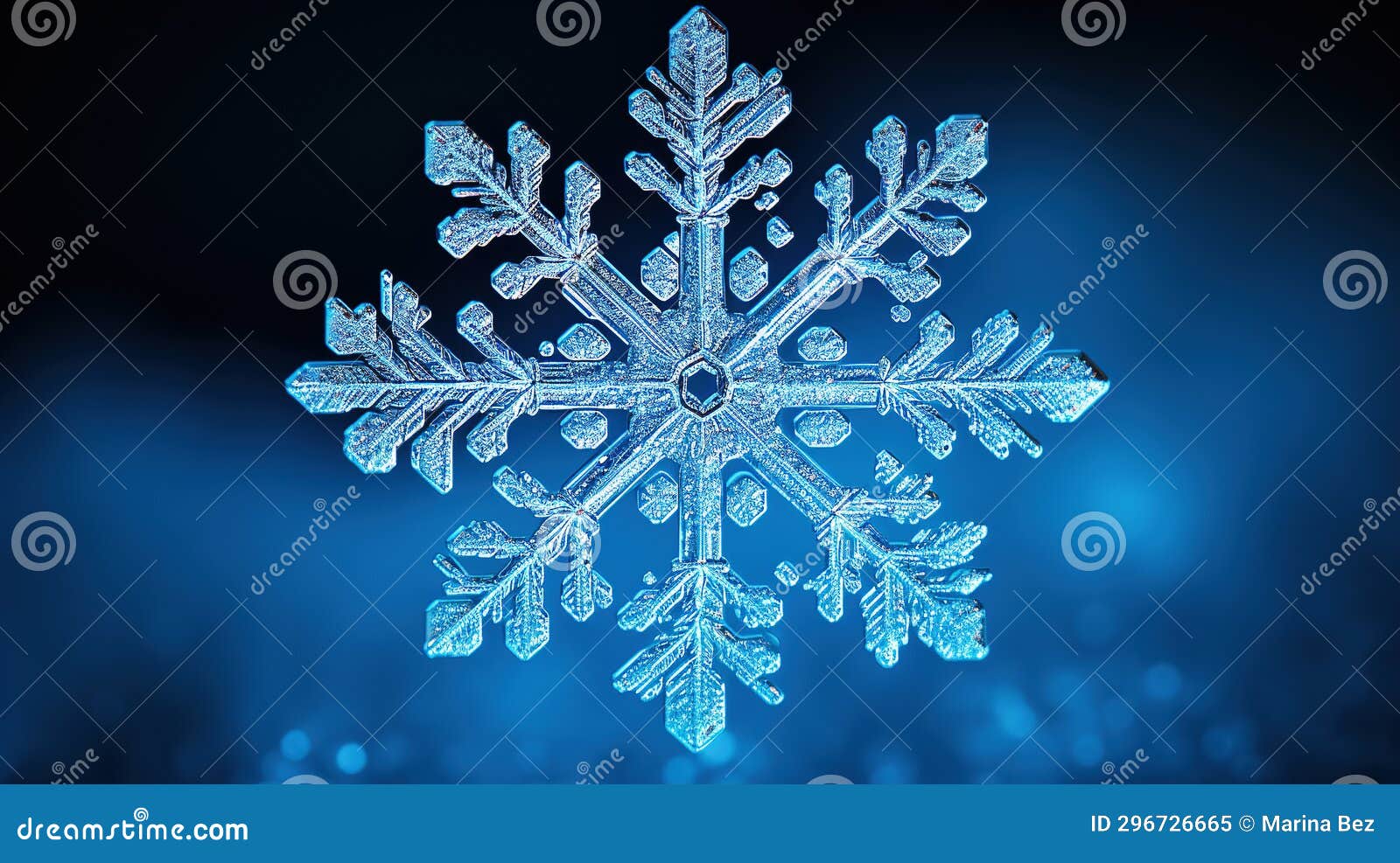 Close-up of Snowflake on a Blue Background Stock Image - Image of ...