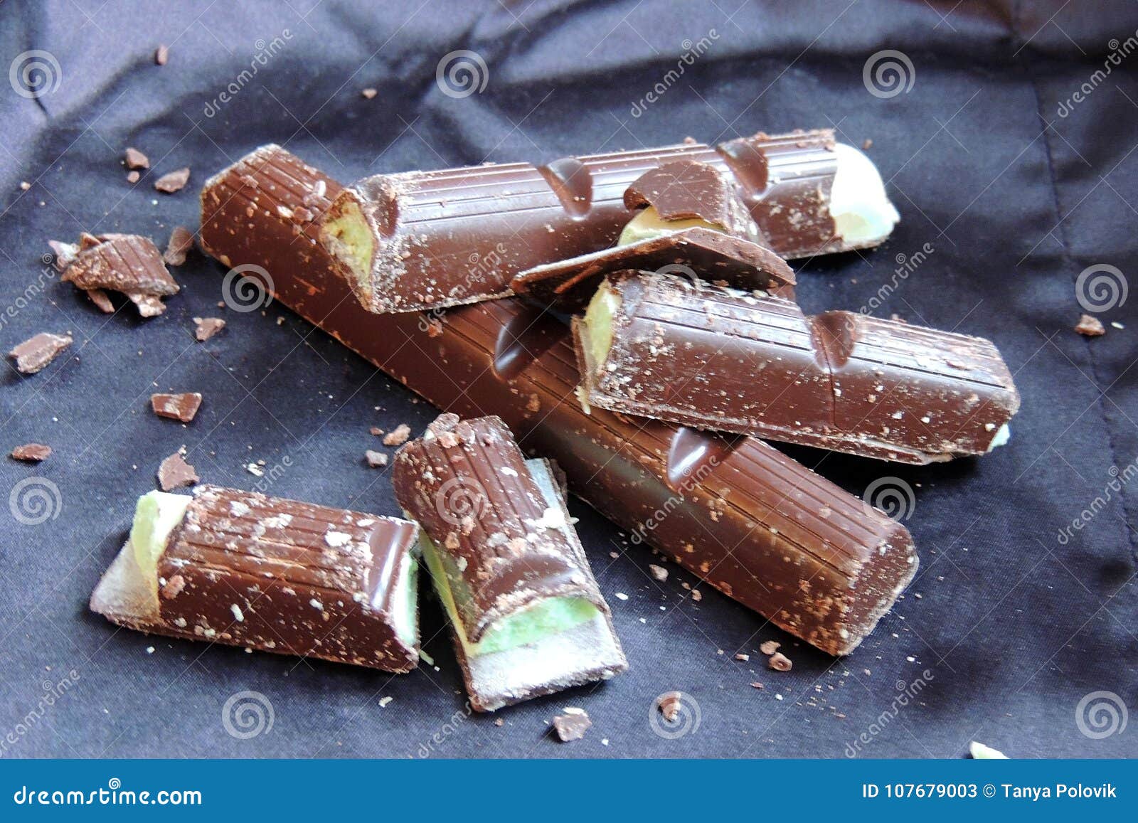 Chocolate with Mint Filling Stock Image Image of cream, background 107679003