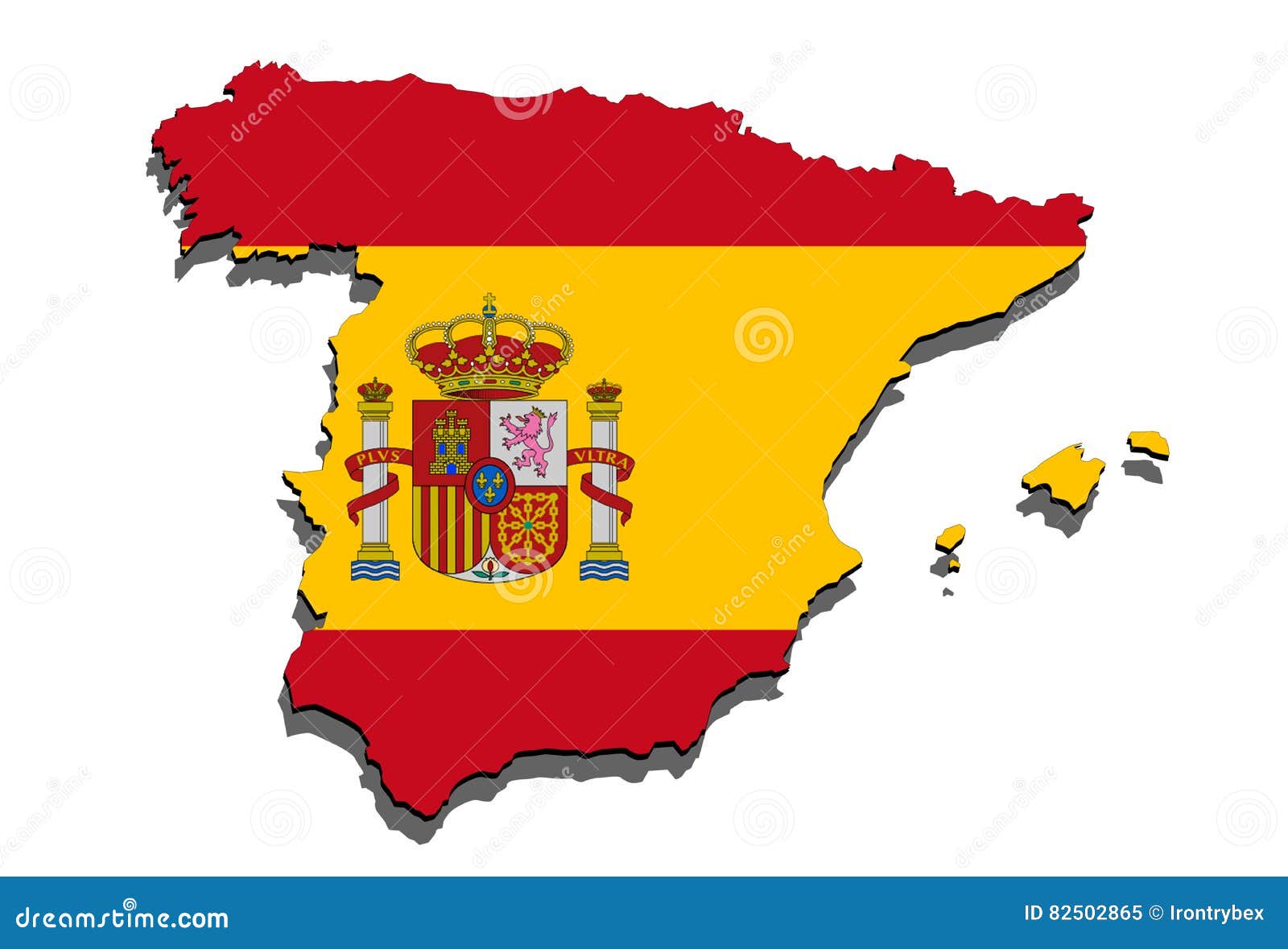 Close Up on Spain Map on White Background Stock Illustration