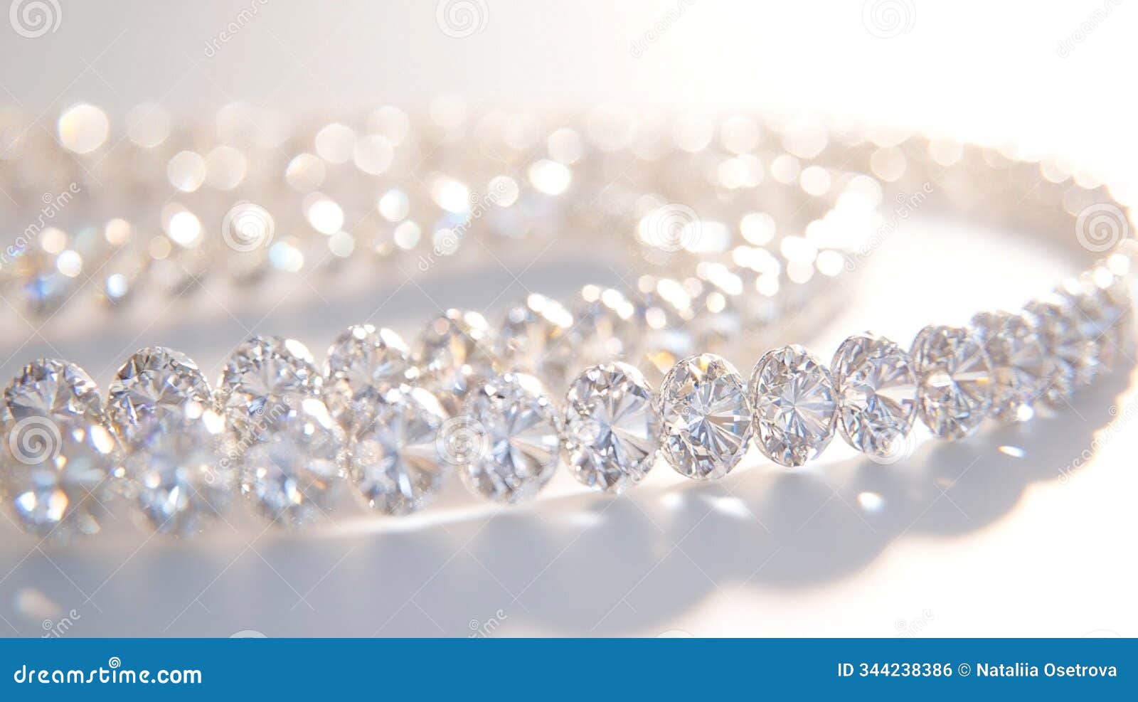 close-up of sparkling diamond bracelet on a light background, showcasing the brilliance and elegance of each faceted gem