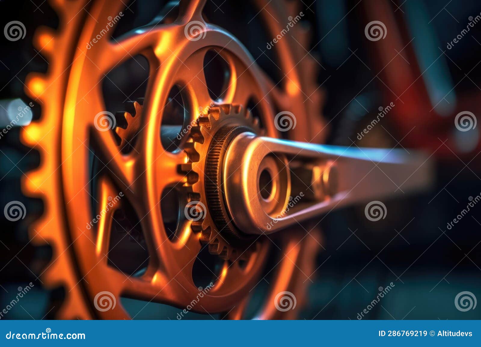 Closeup of Spinning Bicycle Wheel and Gears in Motion Stock Image
