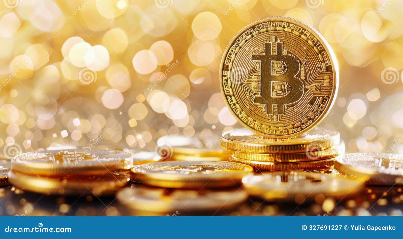 Bitcoin Cryptocurrency Coin Stack Stock Image - Image of stack, value:  327691227