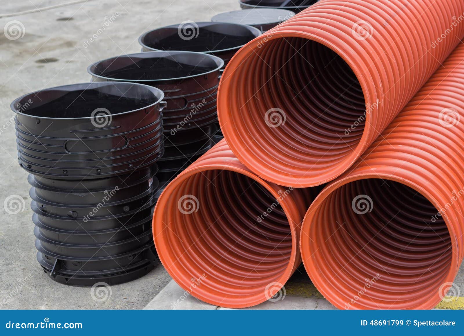 Close Up of Stack of Underground Plastic Pipes Stock Image Image of