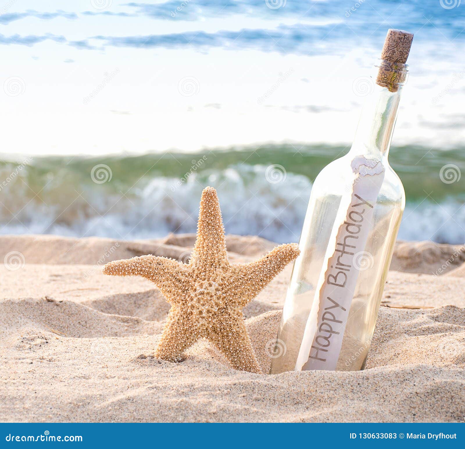 Starfish With Birthday Message In Bottle Stock Image Image Of Glass Wave