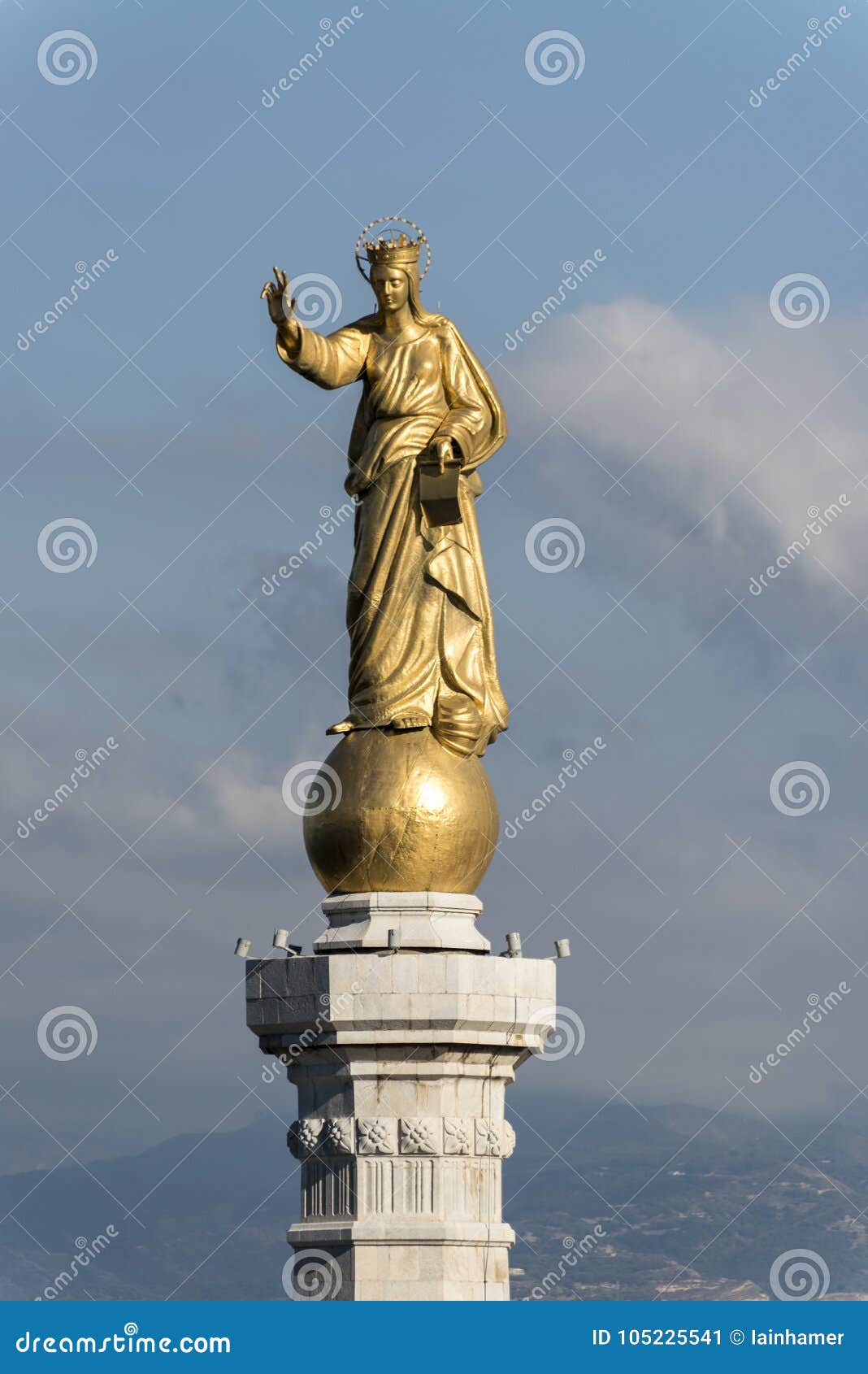 Stele Della Madonna Della Lettera Madonna of the Letter at the Entrance To Messina Harbour. Stock Image