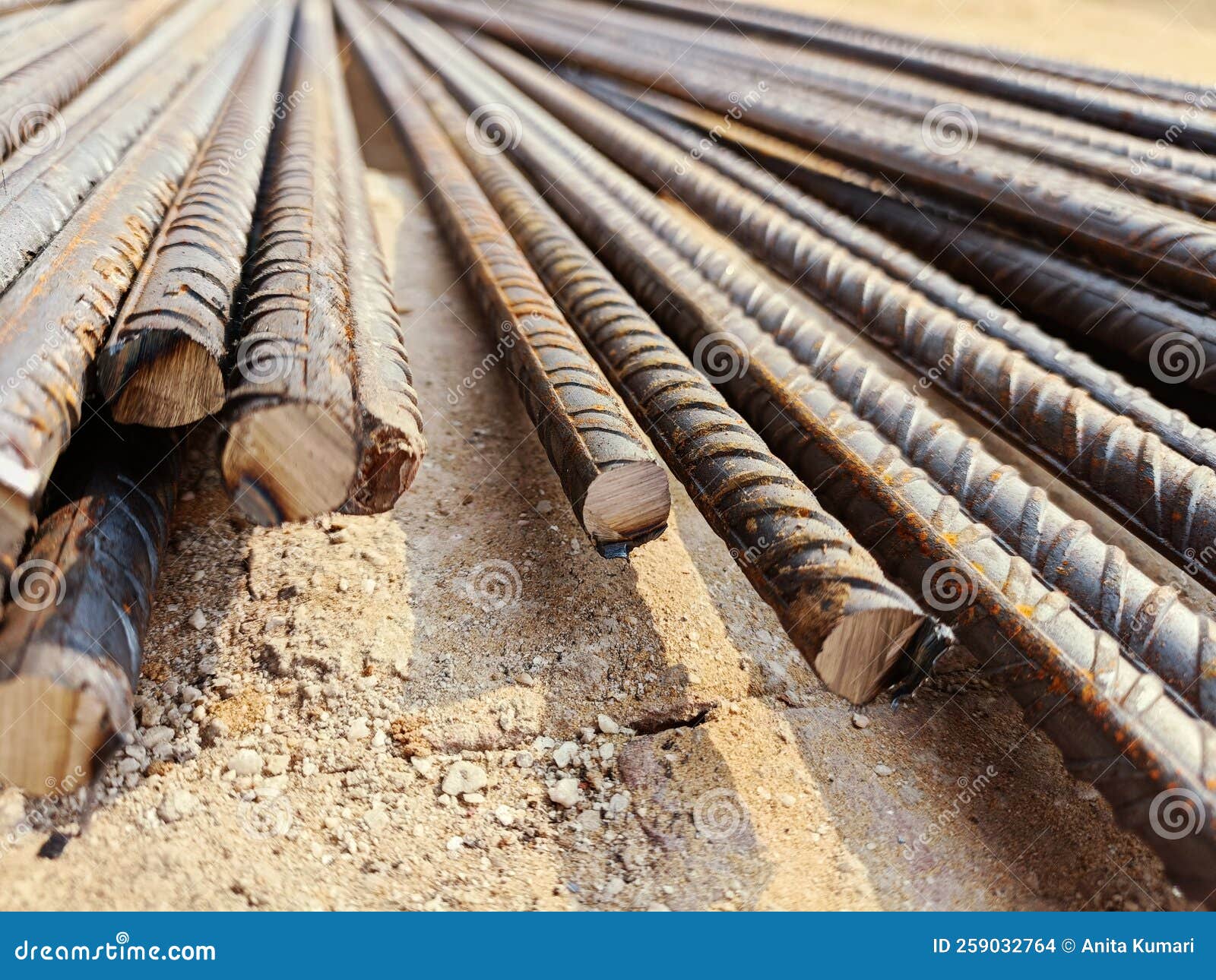 Close Up Steel Bar or Steel Reinforcement Bar in the Construction Site
