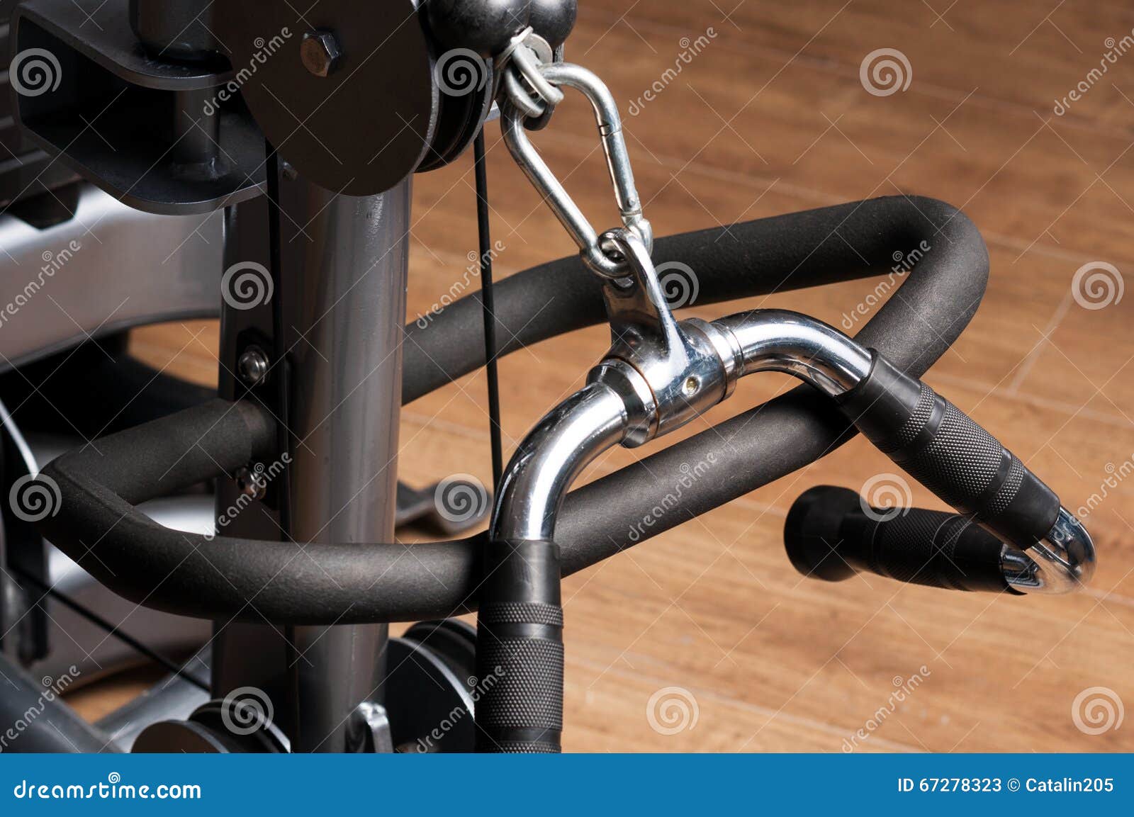 Closeup of Steel Handle Machine for Biceps Training Stock Image