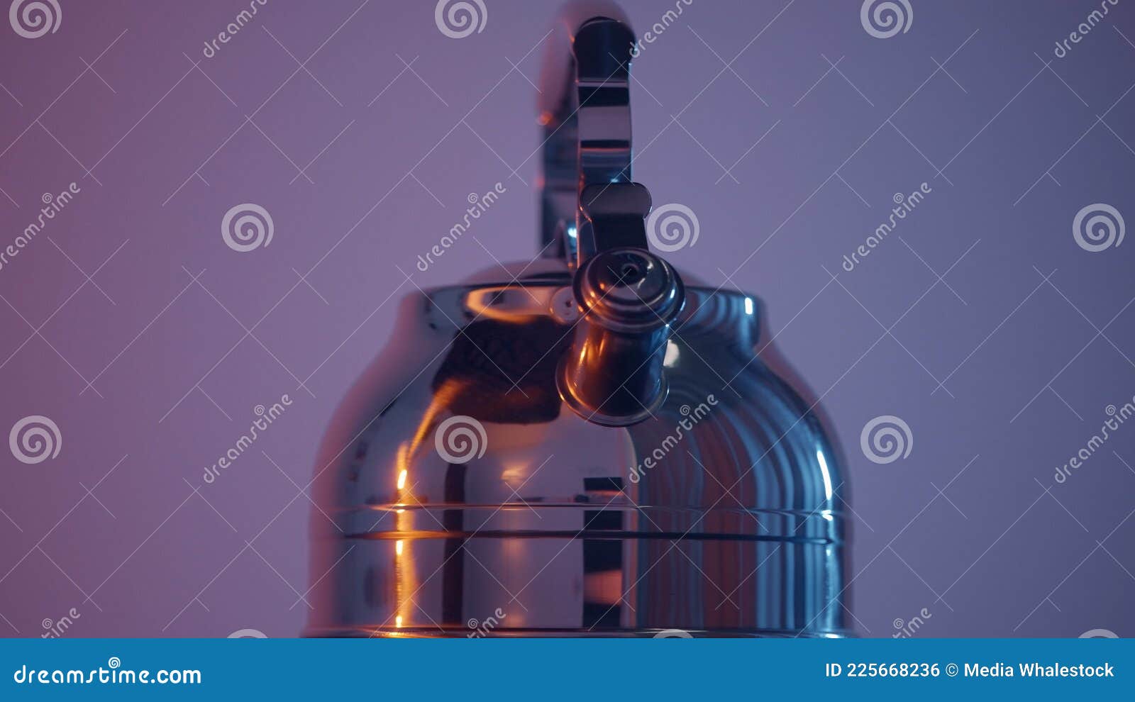 Close Up of a Steel Polished Kettle with Whistle for the Gas Stove
