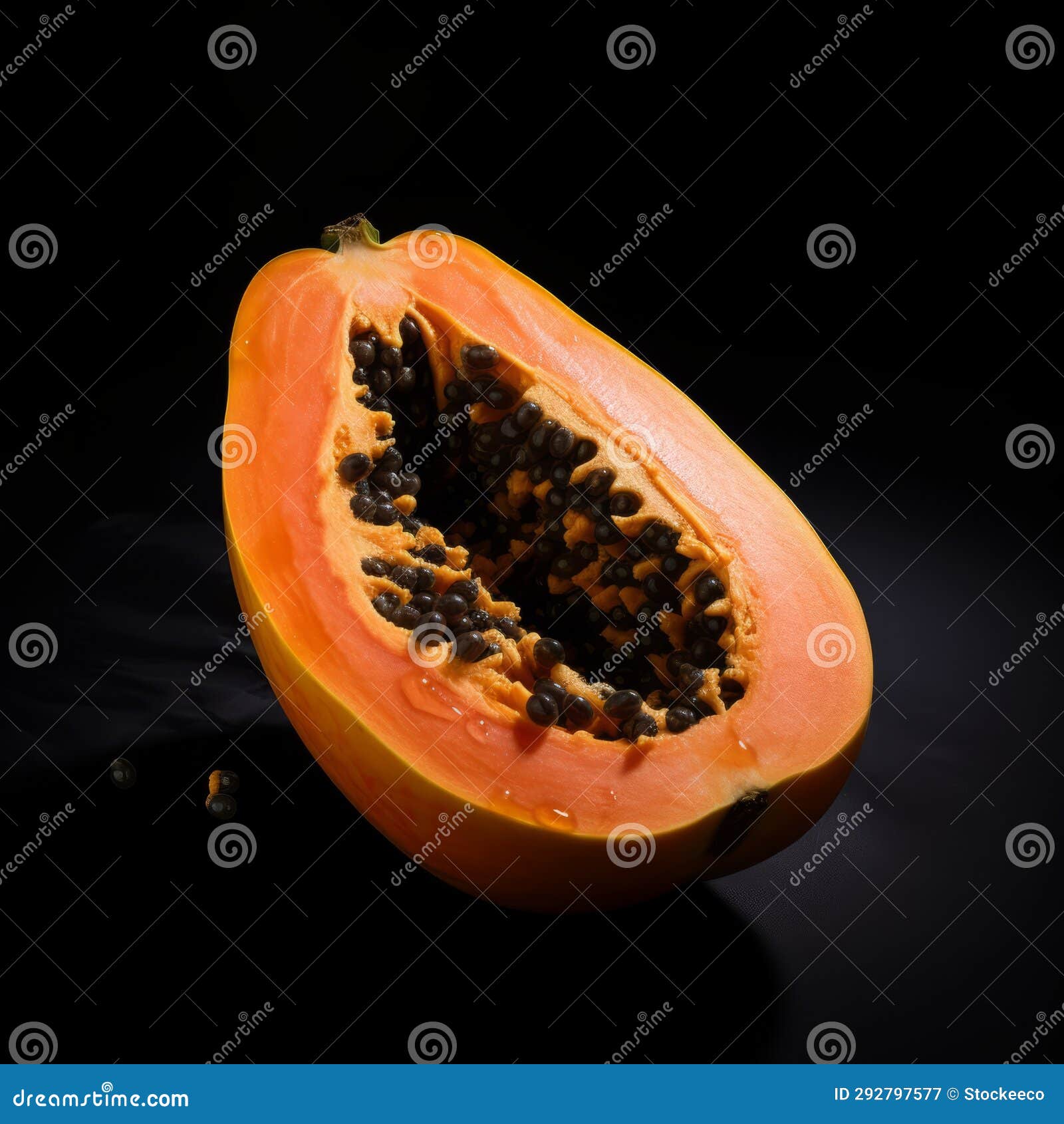 high quality stock photo of papaya fruit on black background