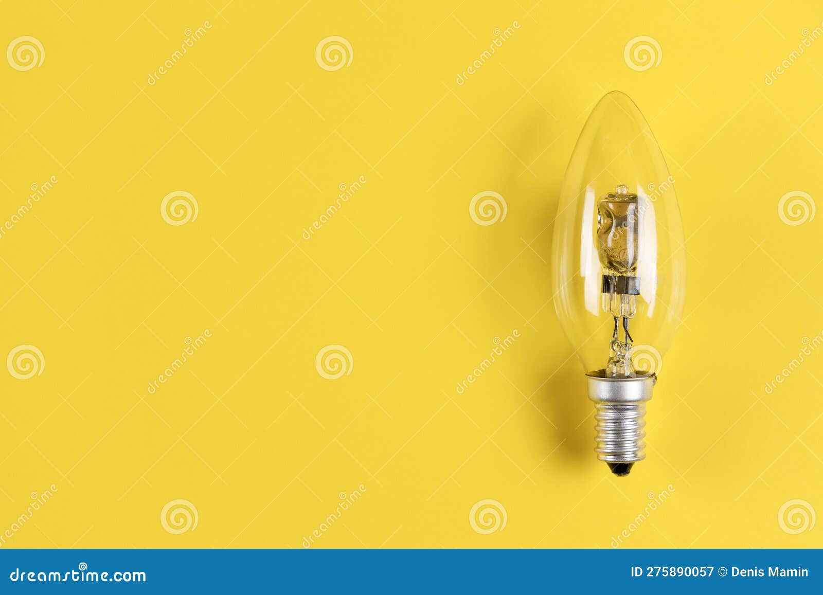 Close Up Studio Photo of Burnedout Halogen Bulb with E14 Base on