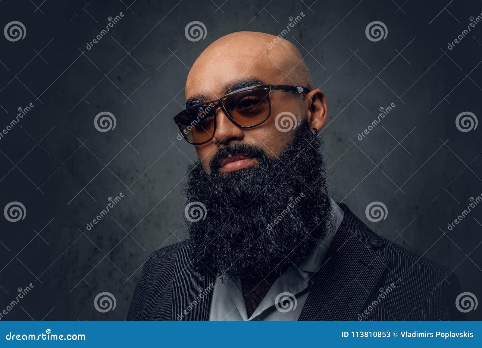 Arabic Bearded Shaved Head Male in Sunglasses. Stock Image - Image of  expression, modern: 113810853