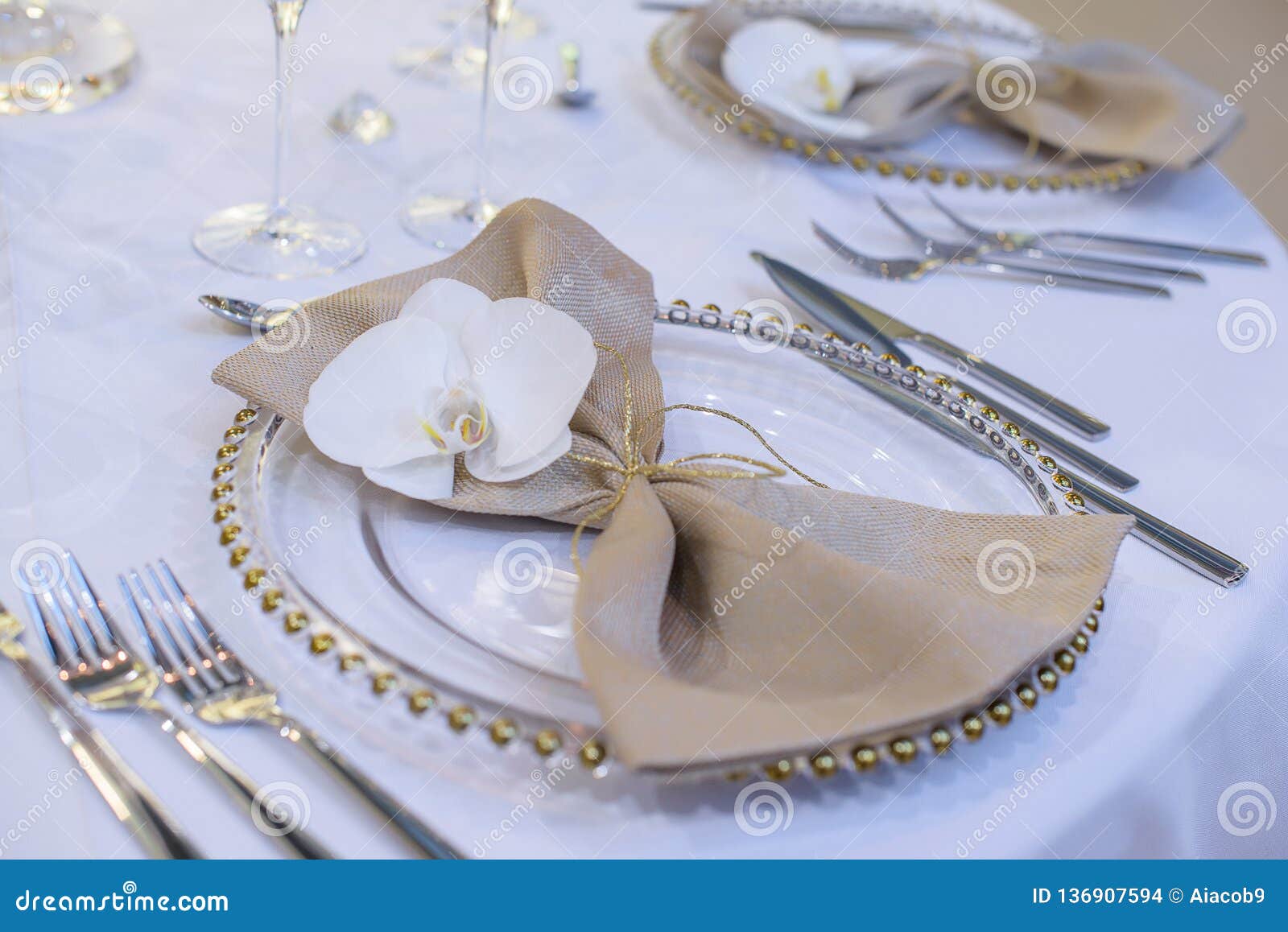 Close-up of Table Setting for a Fine Dining at a Restaurant or for a