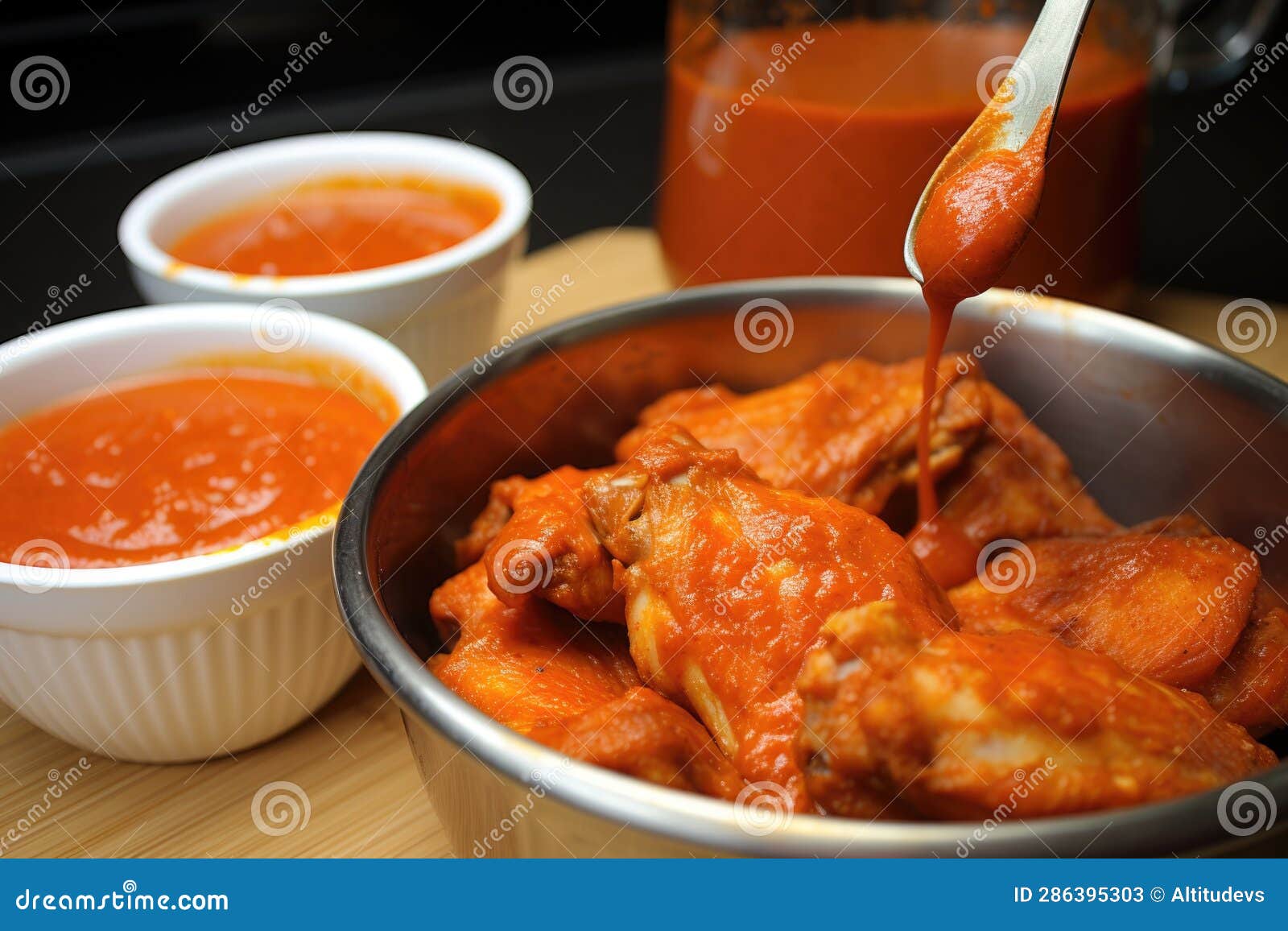 Closeup of Tangy Buffalo Wing Sauce Stock Image Image of wings